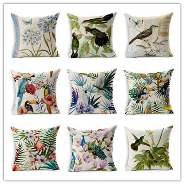 American Country Style Handpainted Watercolor Plant Parrot