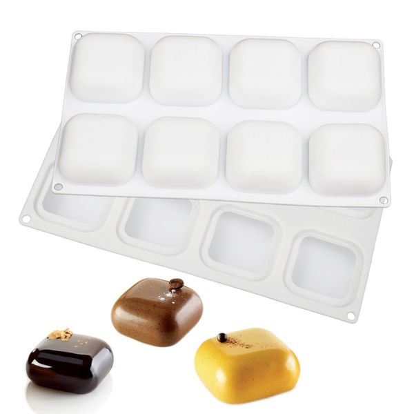

1 pc 8 cavity square gem shaped cake baking mold for cheese chocolate dessert ice-cream mousse bakeware pudding decorating tools