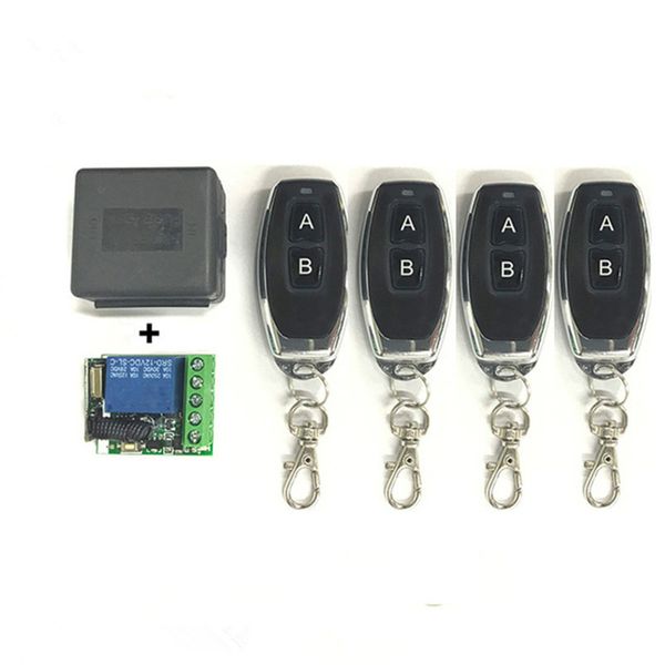 Interruptor remoto inalámbrico Universal de 433 Mhz, módulo receptor por relé DC 12V 1CH y 4 piezas Transmisor RF controles remotos de 433 Mhz