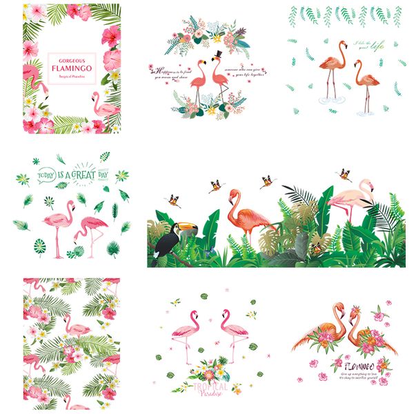 

passionate flamingo flower wall stickers home decor living room bedroom cartoon animal wall decal pvc mural art diy poster