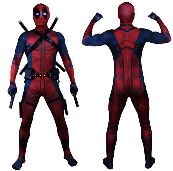 

drop shipping universe classic muscle chest deadpool costume full bodysuit zentai suits kids 3d style cosplay hood separated, Black
