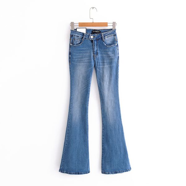 

2018 autumn new fashion women jeans blue flared pants wide leg denim pants cotton casual womans clothing fashionable