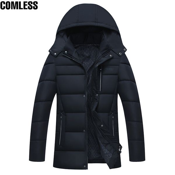 

2017 new men's casual parkas solid fleece winter jacket men hooded thick warn padded overcoat man jaqueta masculino inverno 4xl, Black