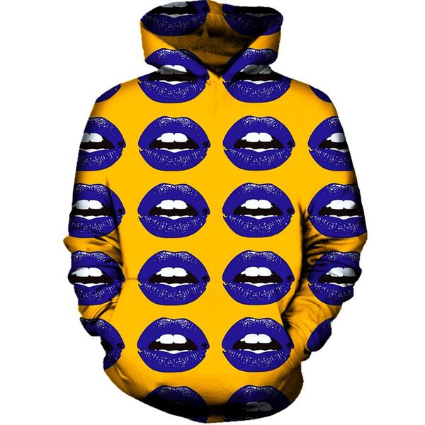 

новый arrrrval мода мужчины / женщины губы смешные 3d печатных crewneck толстовка толстовки мода повседневная толстовки h195, Black