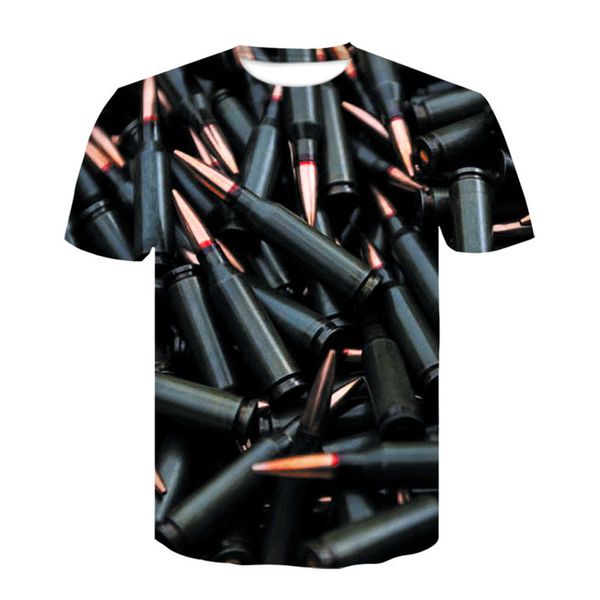 

men/womens fashion funny bullets 3d print latest harajuku style t shirt plus size style outfit funny 3d t shirt tees u1170, White;black