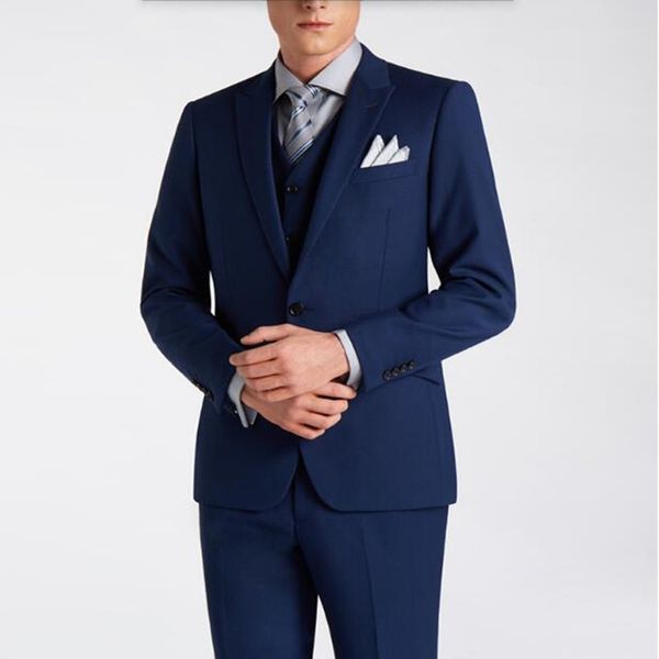 

blue wool blended men's suits wedding suits tuxedos comfortable and keep warm groom dress suits(jacket+vest+pants, White;black