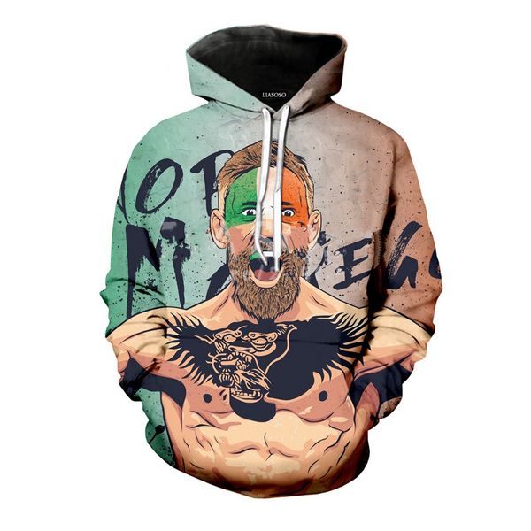 

new fashion boxer conor mcgregor casual harajuku hoodies 3d print hoodies pullovers graphic sweatshirts a190, Black