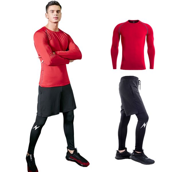 

2 pcs tshirt + pant men's gym sportswear running track suits male tracksuit outdoors suit men outdoor jogging sport suits casual, Black;blue