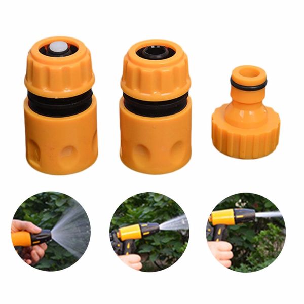 

3pcs/set garden water hose pipe fitting set yellow plastic water hose pipe connector adapter garden accessories drop shipping