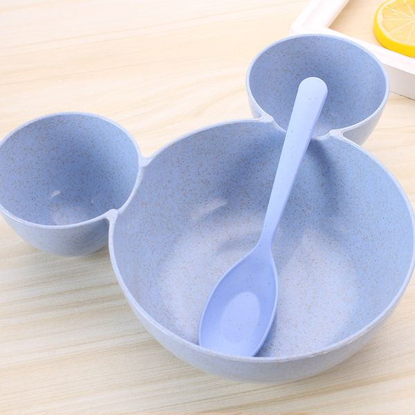 

wheat straw baby feeding bkid's rice bwith spoon cute dinner plate children baby cartoon tableware