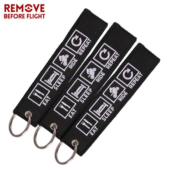 

3 pcs/lot novelty eat sleep rid repeat porte clef embroidery key chain bijoux keychain for motorcycles n cars key chain for men, Silver
