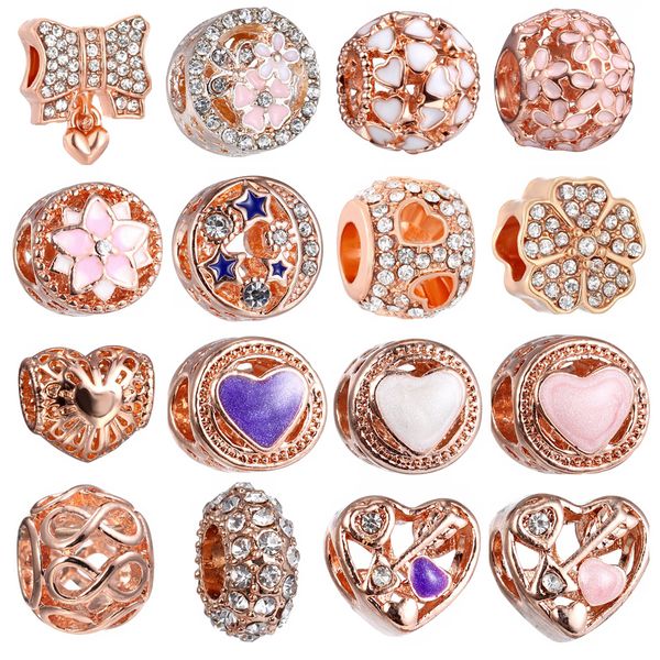 

Розовое золото европейские подвески бусины Fit браслет ювелирных изделий делая Ти