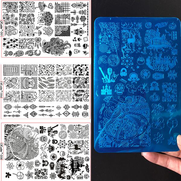 

mafanails 1pcs nail stamp stainless steel christmas designs templates 14.5x9.5cm winter nail art stamping plates diy stamp tools, White