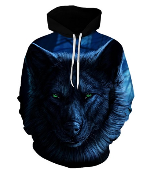 

3d men wolf hoodies brand sweatshirts drop ship pullover fashion casual hoodie animal spring tracksuits qw012, Black
