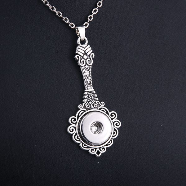 

new snap jewelry simple 18mm snap button necklace with 60cm chains diy vintage pendant necklace for women necklaces 9825, Silver