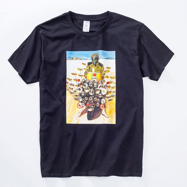 

boutique men's t-shirts tees summer clothing casual young tide brand short-sleeved men's clothies motorcycle motif no.126, White;black