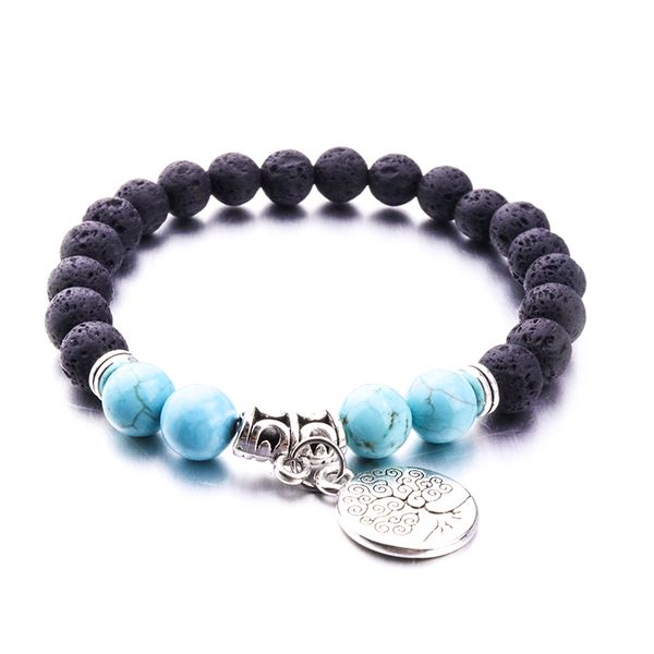 

8 мм натуральный черный лавовый камень бусины дерево жизни браслет эфирное масло духи диффузор браслет для женщин мужчин, Black