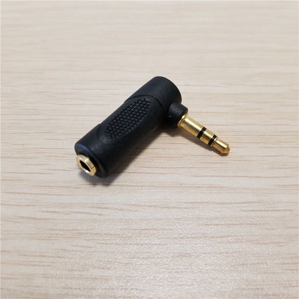 

10pcs/lot 90 degree elbow 3.5mm 3 pole male to female dc adapter connector gold-plated converter for iphone black