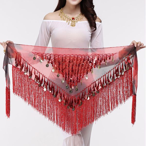 

coins belly dance waist chain hip scarf bellydance belt dance wrap dancing costume hip scarf coin belt cahin, Black;red