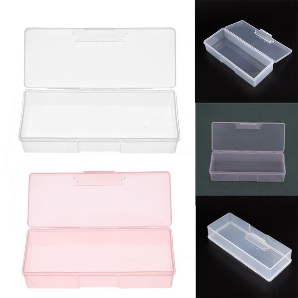 

plastic transparent nail tools storage box nail rhinestone decorations buffer files grinding organizer case box 193x80x39mm, Silver
