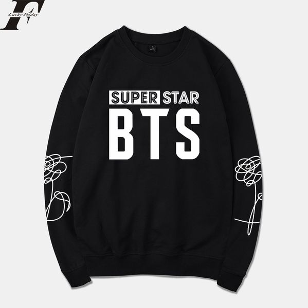 

2018 bts-super star spring warm hoodies sweatshirt men/women harajuku tracksuit men anime hoodie clothes plus size, Black