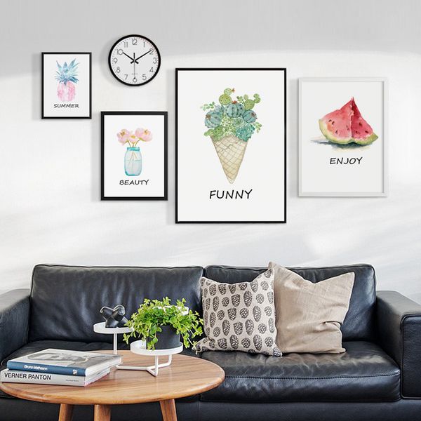

watercolor watermelon pineapple cactus ice cream canvas painting posters and prints living room wall art picture home decoration