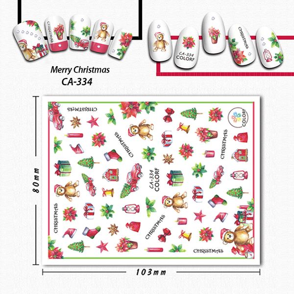 

wyuen 3d nail art christmas nail stickers santa claus manicure slider design tips decorations decals ca-334, Black