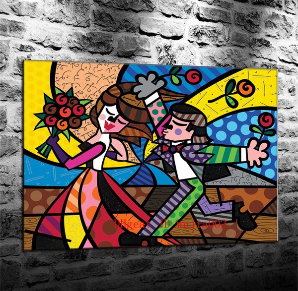 

lovers flower romero britto , canvas painting living room home decor modern mural art oil painting