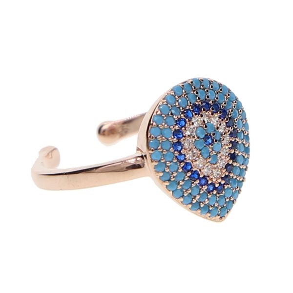

luxury waterdrop engagement party blue color open ring rose gold color turquoises rings for women fashion jewelry 2017, Silver