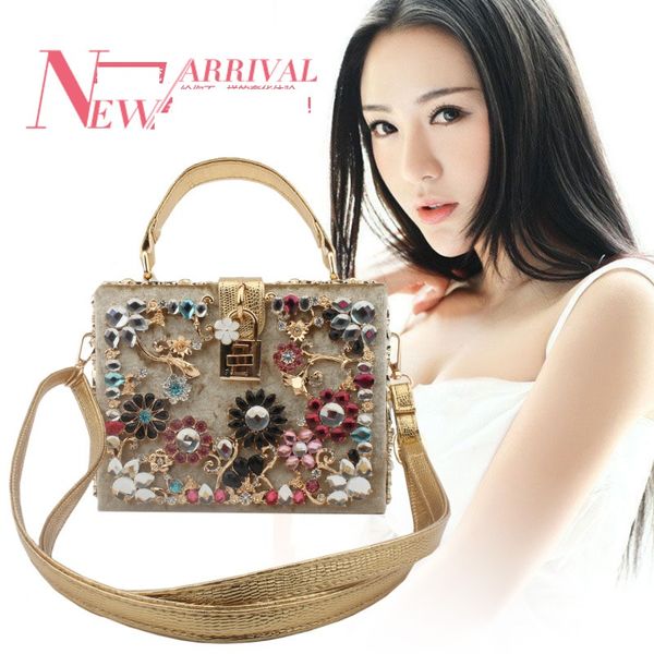

2018 new women's fashion velvet evening bags diamonds flower lady shoulder handbags cosmetics bag multi-colors bag
