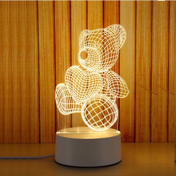 

light 3d small night-light desk lamp gift lamp usb touch remote control originality cozy bedside lamp new xiaoxiong 7 colour