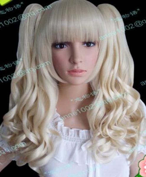 

cosplay fashion bright blonde curly split type heat resistant wig, Black