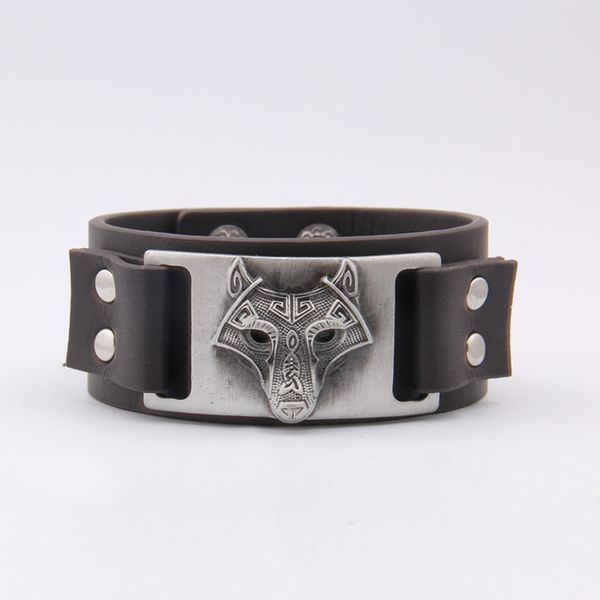

yage punk with viking runes wolf totem metal crafts vintage, White