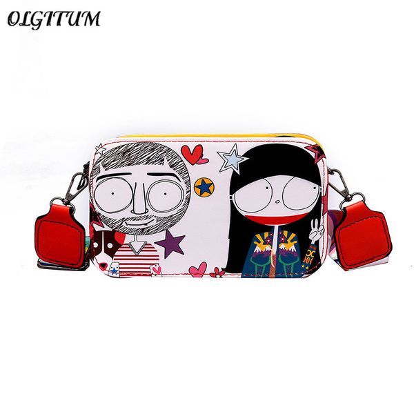 

new cute cartoon print mobile phone bag colorful shoulder strap handbag women's casual shoulder bag small mini crossbody