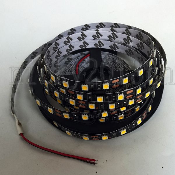 12V 5050 Chip LED Flexible Strip Light Tape Ribbon IP20 Non Waterproof 60LEDs/m Black PCB for Cabinet Kitchen Celling Lighting