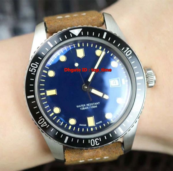 3 стиль лучший Watche дайверы шестьдесят пять ETA2824 автоматические мужские часы 01 733 7720 4055-07 5 21 02 синий циферблат коричневый кожаный ремешок мужские часы