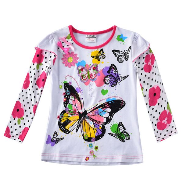 

butterfly fringe baby girls clothes girl t shirt 2017 girls fashion baby printed floral girl t shirts children clothing casual, Blue