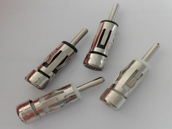 

car vehicles radio audio stereo iso to din aerial antenna fm mast adaptor connector plug copper plated nickel