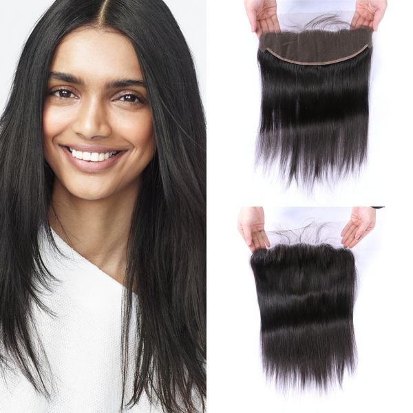 Straight 13x4 Lace Frontal Peruvian Human Hair Pre Plucked Frontal