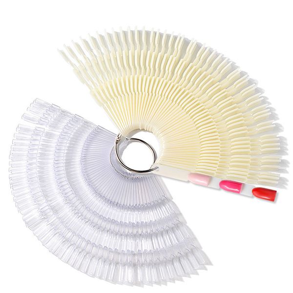 

150pcs nail art fan shape display natural chart gel polish coloring sample practice training nails with removable ring, Red;gold