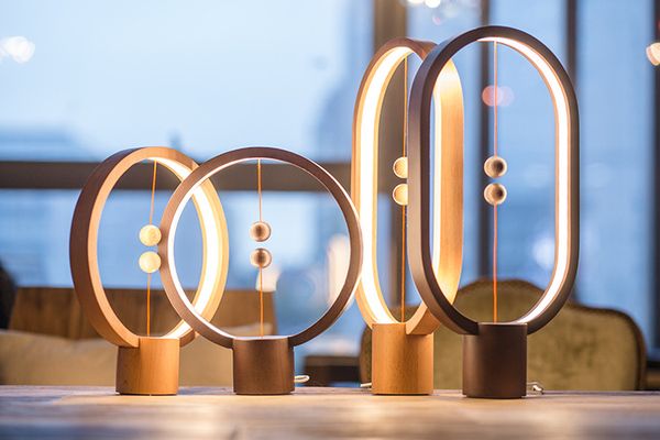 Popular Best Gift For Girl Friend Creative Magnetic Ball Switch Usb Powered Wooden Heng Balancing Table Night Light Warm Lamp Electronics