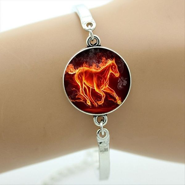 

unicorn art bracelet glass dome love horse charms bangle unicorn horse fashion vintage animal jewelry men d1364, Black