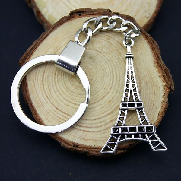 

6 pieces key chain women key rings for car keychains with charms eiffel tower 44x24mm ysk-b13239, Slivery;golden