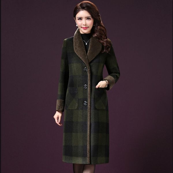 

new winter women blends long coat days wool coats outerwear green 815, Black