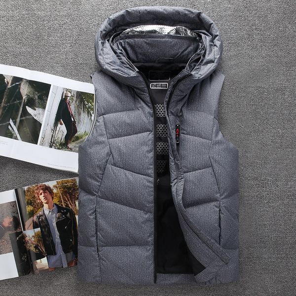 

Mens Designer Down Vest Solid Color Casual Hooded Winter Jacket Male Outdoor Windbreaker Down Coat Free Shipping