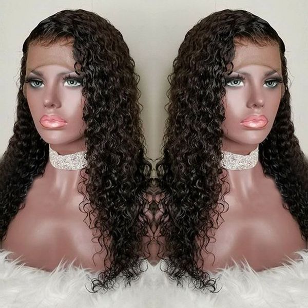 

transparent hd curly lace front human hair wigs-glueless 130% density brazilian virgin remy wigs with baby hairs for african americans 12 in, Black;brown