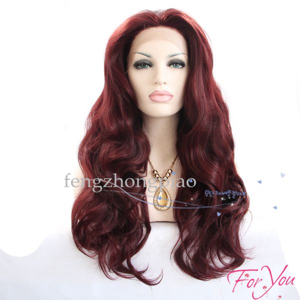 

red lace frontal wigs pre plucked lace front wig brazilian body wavy burgundy color like human hair wigs pre plucked hairline, Black