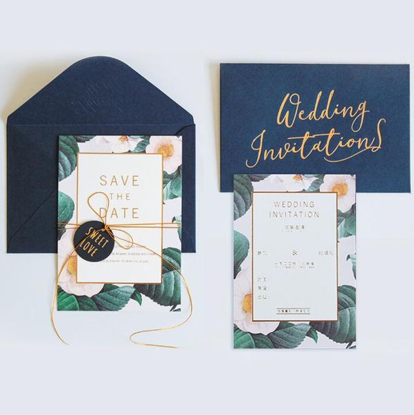 Save The Date Simple Wedding Invitations Printed Flowers Party