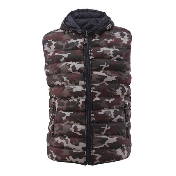 

New Men's Vest Camouflage Winter Cotton Sleeveless Jackets Reversible Stylish Jacket Vest Warm Waterproof Down Coat