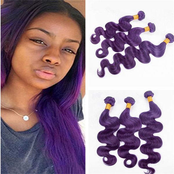 8a Grade Dark Purple Human Hair Bundles 300gram Body Wave Wavy